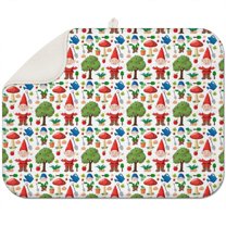 White Christmas Gnome Pattern Dish Drying Mat for Kitchen 1 Pack, Ultra Absorbent Microfiber Dishes Drainer Mats,18x24in(46x61cm)