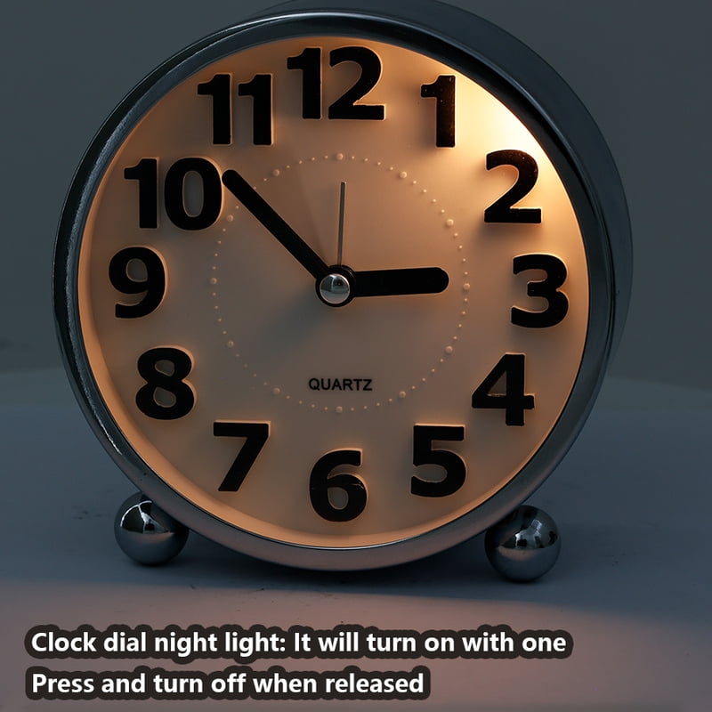 4-inch luxury metal quartz alarm clock; Luminous desk clock, creative big digital clock face, Christmas holiday gift, no battery