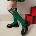 thumbnail image 3 of Xfvqtps Girls Christmas Socks Cute Bow Knitting Solid Color Mid Tube Christmas Accessories Elastic Comfort Breathable Soft Cotton Socks Green-01, 3 of 4