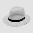 thumbnail image 5 of Men Summer Straw Sun Hat, Wide Brim Outdoor UV Protection Fashion Casual Fedora Cap for Travel Beach Vacation White-D Free Size, 5 of 5