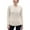 Natural, variant on Irish Crossover V-Neck 100% Premium Soft Merino Wool Sweater Women`s Cable Knitted Pullover with Pockets Made in Ireland