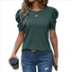 thumbnail image 1 of Suéter de Corta Abullonada para Mujer, Tops de y Verano 2025, Conjuntos de Punto, Camisa de Cuello Redondo, Blusas, Verde Tinta, XL, 1 of 4