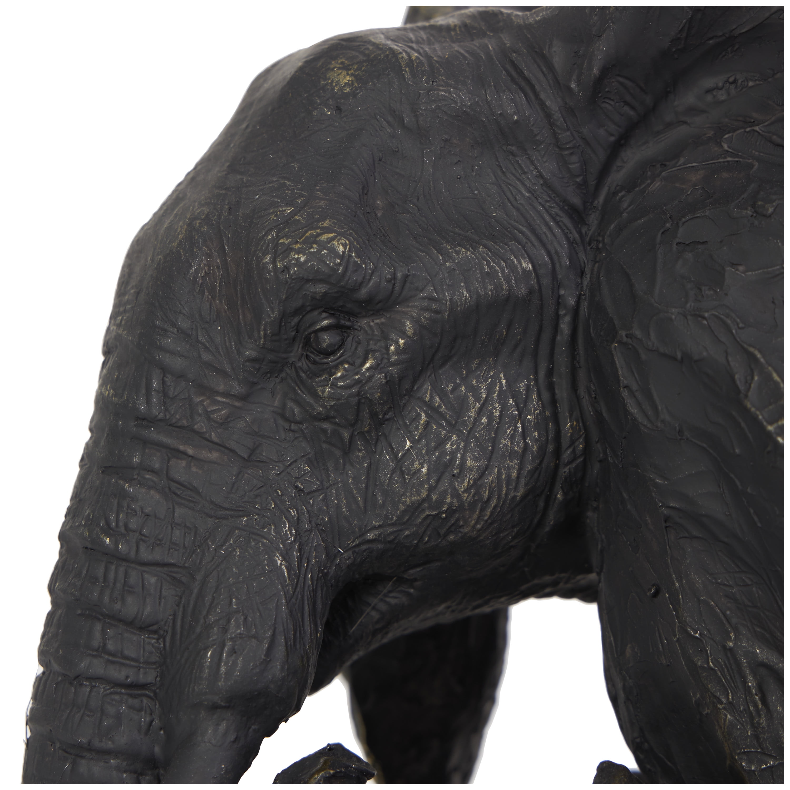 14" x 9" Bronze Polystone Family Elephant Sculpture with Gold Foil Accents, by DecMode