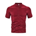 thumbnail image 2 of Klisyaur Shirt for Men Short Sleeve Crewneck Button Shirts Solid Color Casual Fashion Summer Tees Top, 2 of 7