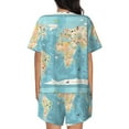 thumbnail image 6 of Haiem World Map With Animals 1 Pattern Pajama Set for Women 2 Piece Lounge Set Short Sleeve Tops and Shorts Soft Sleepwear-Small, 6 of 7