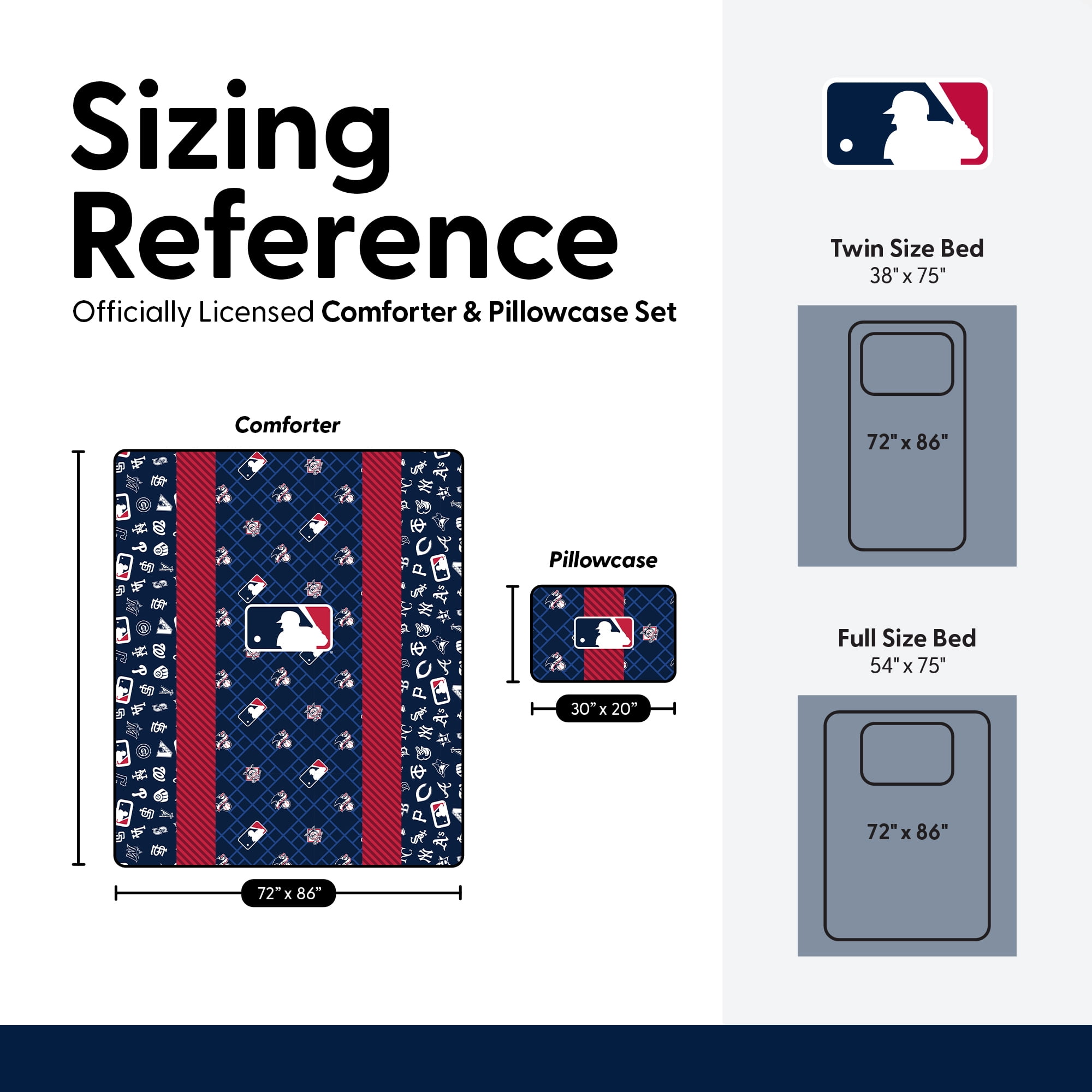 MLB Multi Team Strikeout Twin/Full Comforter Set with Pillowcase