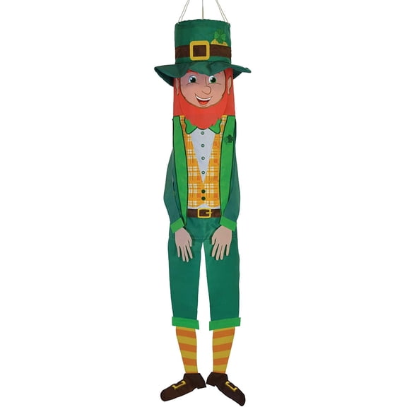 In the Breeze 5172 — Leprechaun 40 Inch Breeze Buddy Windsock - Hanging St. Patrick's Decoration - Outdoor Holiday Décor