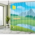 thumbnail image 4 of Ambesonne Golf Course Scene Shower Curtain, Golfing Field, 69"Wx84"L, Green Blue, 4 of 4