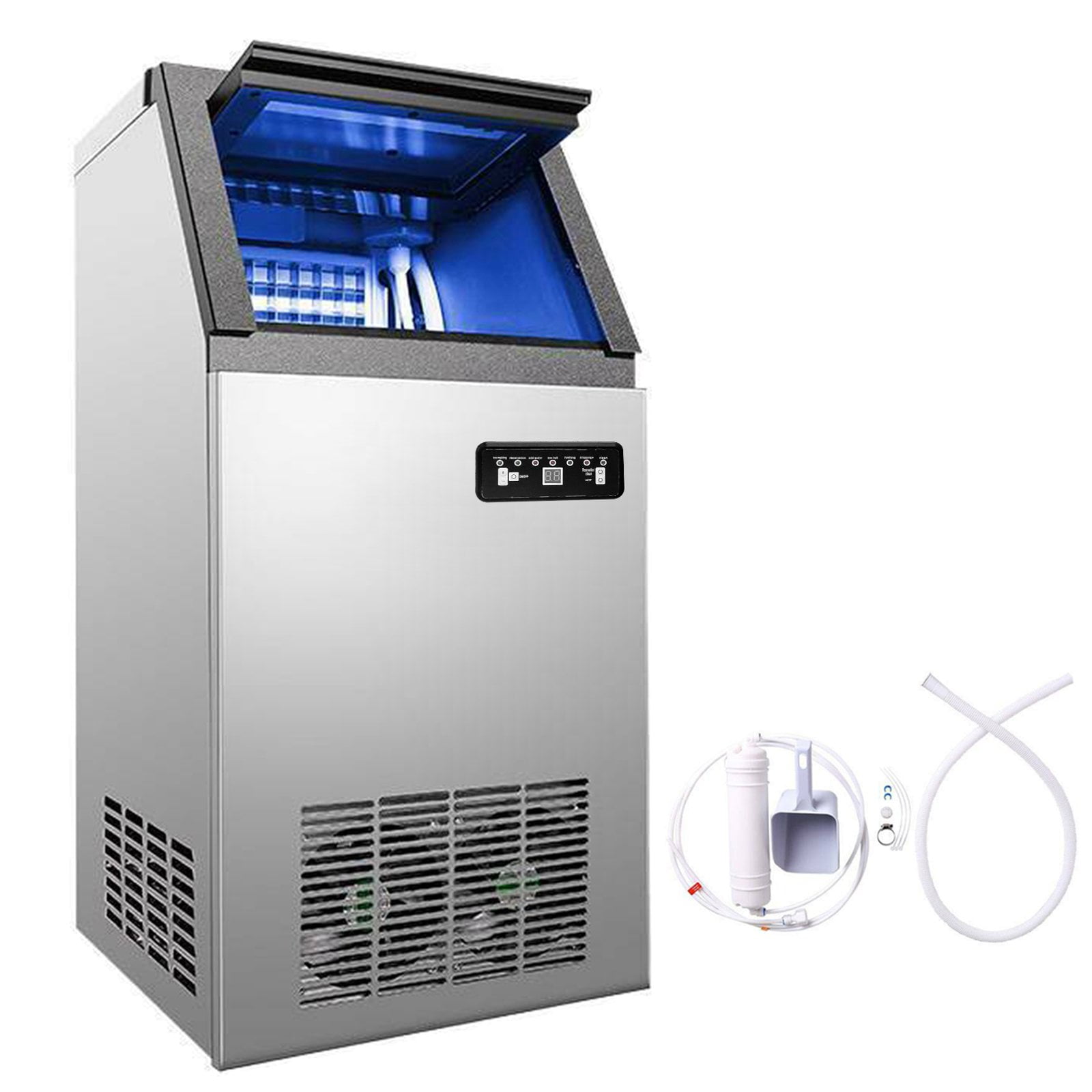 VEVOR Commercial Ice Maker 88lbs/24h with 29lbs Storage 3x8 Cubes