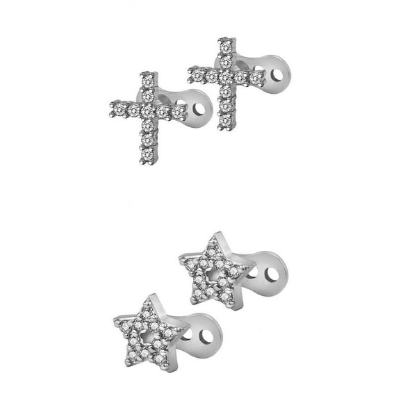 TISHITA 4 Pieces Dermal Anchor Tops and Base Titanium Steel Piercing Jewelry