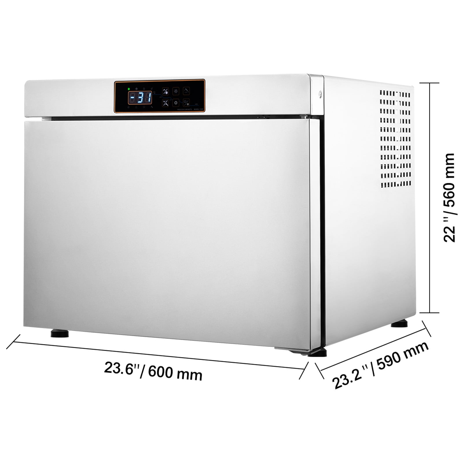KFFKFF Commercial Blast Freezer, 32 L / 1.1 Cu.ft Capacity with 4 1/3 Trays, Food Freezer Chest Featuring Cooling and Freezing Functions, Stainless Steel Design for Restaurants and Seafood Storage
