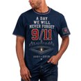 thumbnail image 4 of 9/11 25th Anniversary T-Shirt, Never Forget 911 Graphic Short Sleeve Crew Neck Shirt,Salute to 343 Firefighters American Patriotic 25th Memorial Tee, Royal Blue M, 4 of 4