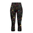 thumbnail image 4 of SCRAWLGOD Stars Black High Waisted Capri Leggings with Pockets for Women - Elastic Cropped Tights for Running Cycling Workout - Workout Yoga Leggings Tummy Control, XL, 4 of 7
