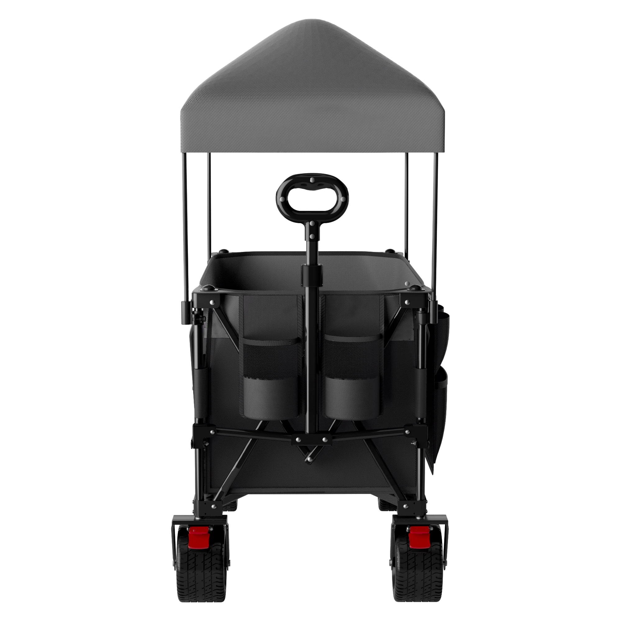 Foldable Utility Wagon with Canopy Awning 520 lbs Capacity All-Terrain Wheels Beach Camping Cart