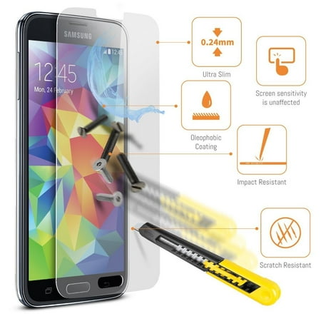 Galaxy S5 Screen Protector Tempered Glass [2 Pack], Amazingforless Screen Protector for Samsung Galaxy (Best Tempered Glass For S5)