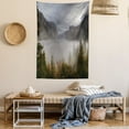 thumbnail image 2 of Yosemite Tapestry, Yosemite Valley Autumn View with Dark Clouds Heavy Haze Rainy Day Landscape Print, Wall Hanging for Bedroom Living Room Dorm Decor, 40W X 60L Inches, Green Grey, by Ambesonne, 2 of 5
