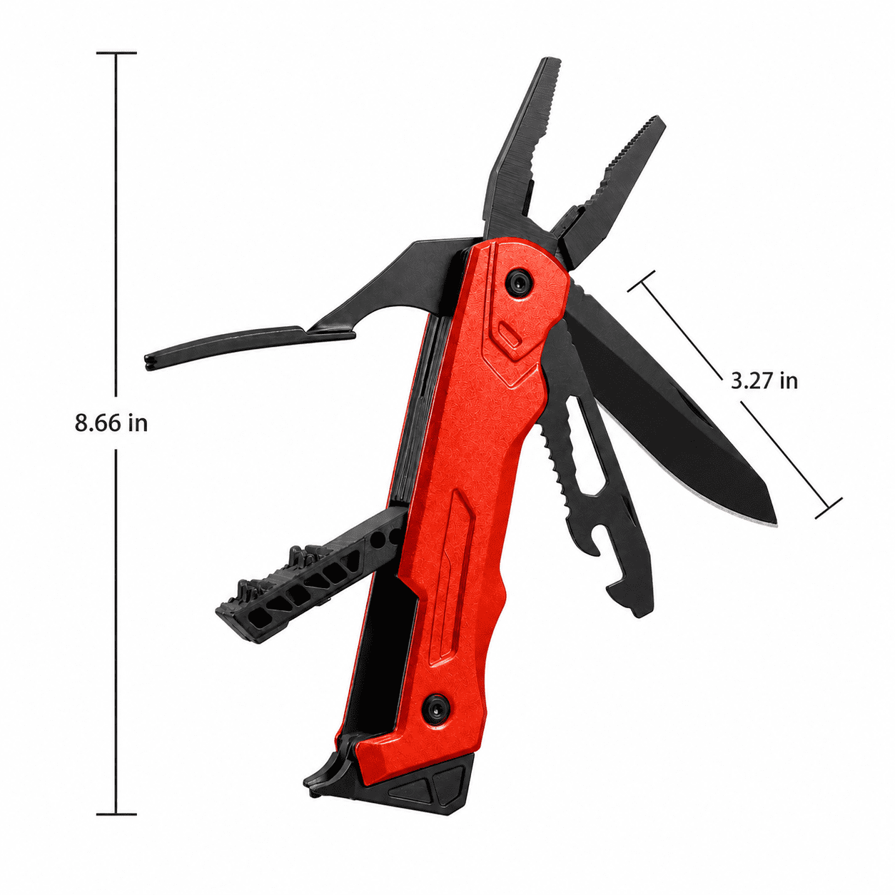 Multitool Pliers, Heavy Duty Stainless Steel Foldable Pocket Tool for Camping, Hiking and Outdoor Survival, Compact Precision Gear with Portable Sheath, Crimson Luxe Red