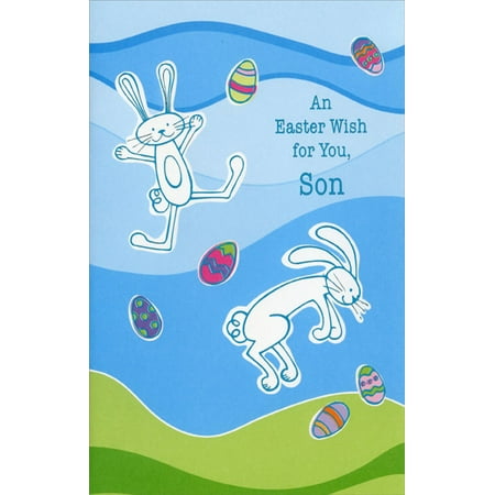 - Freedom Greetings 2 Blue Foil Bunnies: Son Easter Card