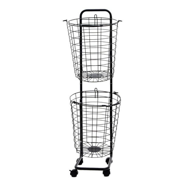Cesto de ropa sucia de 2 niveles, cesto para ropa sucia, estantería móvil extraíble, estante de almacenamiento para lavandería doméstica, casa de camp