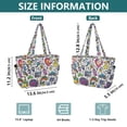 thumbnail image 4 of FORMRS Tote Bag for Women Quilted Large Capacity Travel Work Carry On Shoulder Handbag, White Doodle Pattern, 4 of 7