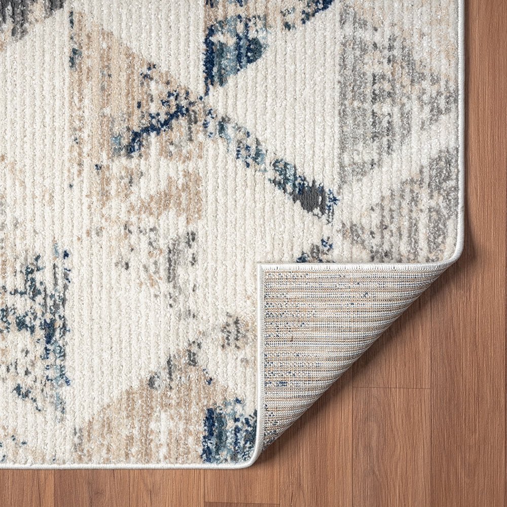 Ox Bay Bellamy 7'9" x 9'9" Ivory/Blue Geometric Durable Performance Indoor Area Rug