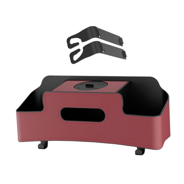 Organizador de respaldo de asiento Caja de pañuelos Caja de almacenamiento para asiento trasero Multifuncional Universal Rojo