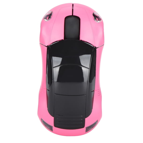 Ratón portátil inteligente con forma de automóvil, inalámbrico, 2,4 G, con receptor USB para oficina, ordenador portátil, tableta (rosa)