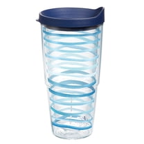 Tervis Yao Cheng Sea Stripe Double Walled Insulated Tumbler Travel Cup, 24oz, Clear