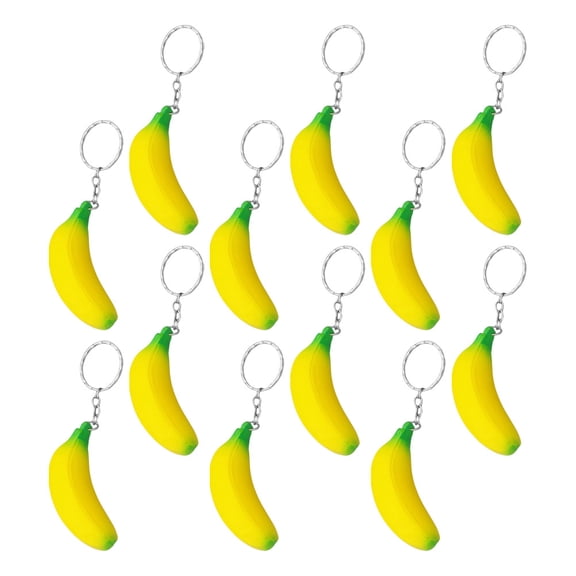 MLINS Banana Keychain Bulk 12Pcs Fruit Theme Key Chain For Keys Bags And Backpacks