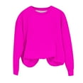 thumbnail image 6 of Meitianfacai Little and Big Girls Sweatshirt Casual Solid Color Crewneck Long Sleeve Tunic Tops Slim Fit Pullovers Fall Fashion Outwear, Girls Hot Pink Sweatshirt Size 3-4 Years, 6 of 7