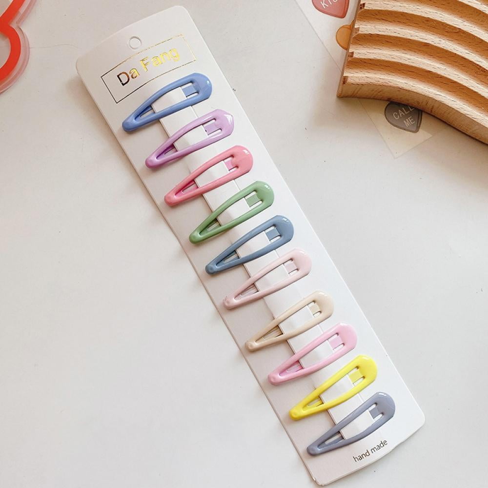 10Pcs/Pack Candy Color Hairpins Snap Hair Clip for Kids Girl Barrettes BB  Clips