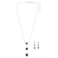 thumbnail image 2 of Mi Amore Adjustable Necklace-Earring-Set Silver-Tone/Black, 2 of 4
