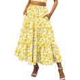 thumbnail image 3 of ZNU Womens Boho Floral Long Maxi Skirt Ladies High Waist Beach Ruffle Swing Dress, 3 of 3