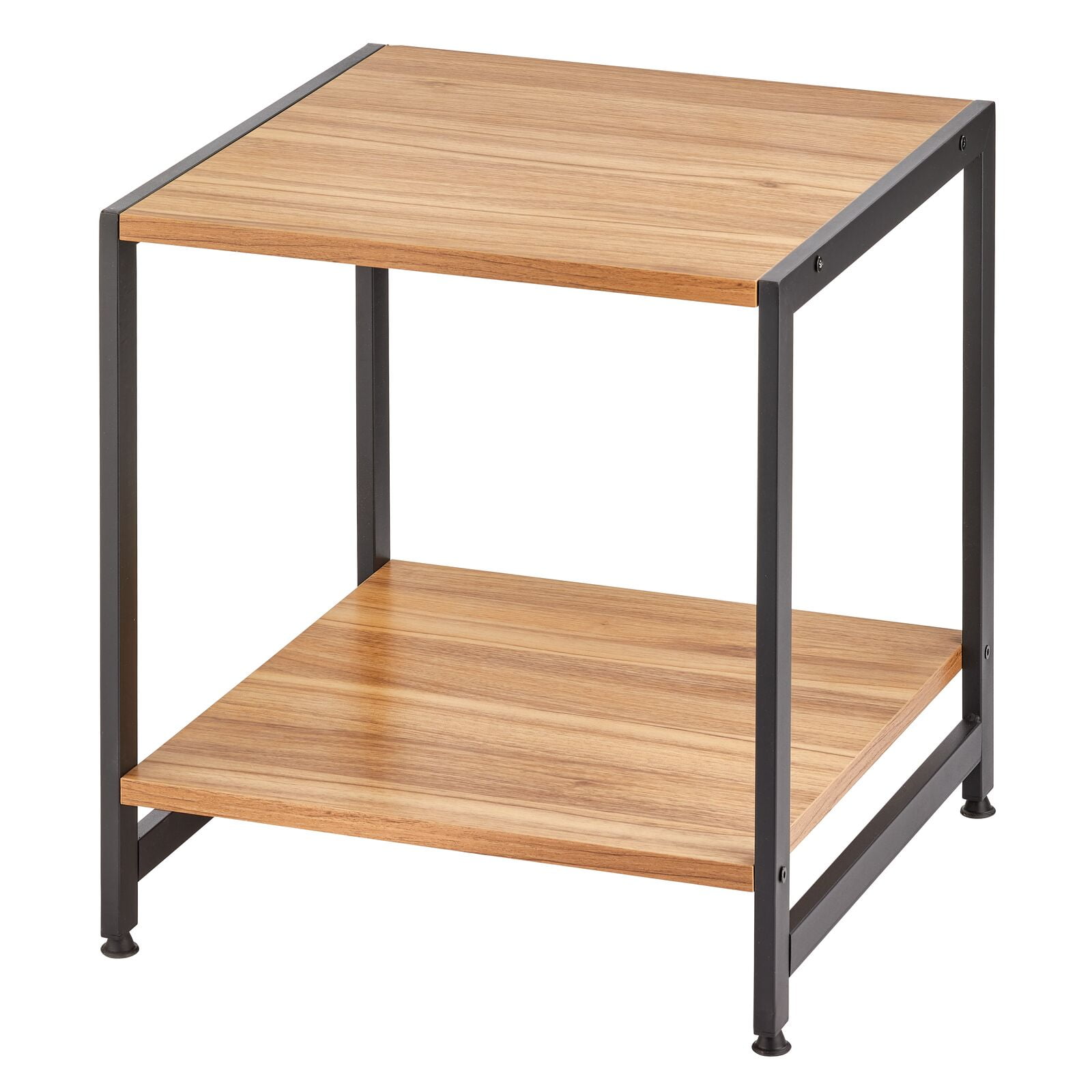 mDesign Side End Table Storage Nightstand Sturdy Wood/Metal Frame