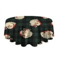 thumbnail image 5 of Green and Black Christmas Plaid Santa Pattern Round Tablecloth 60"x60",Wrinkle Wipeable Table Cloth for Kitchen Dining Room Picnic Patio Party, 5 of 6