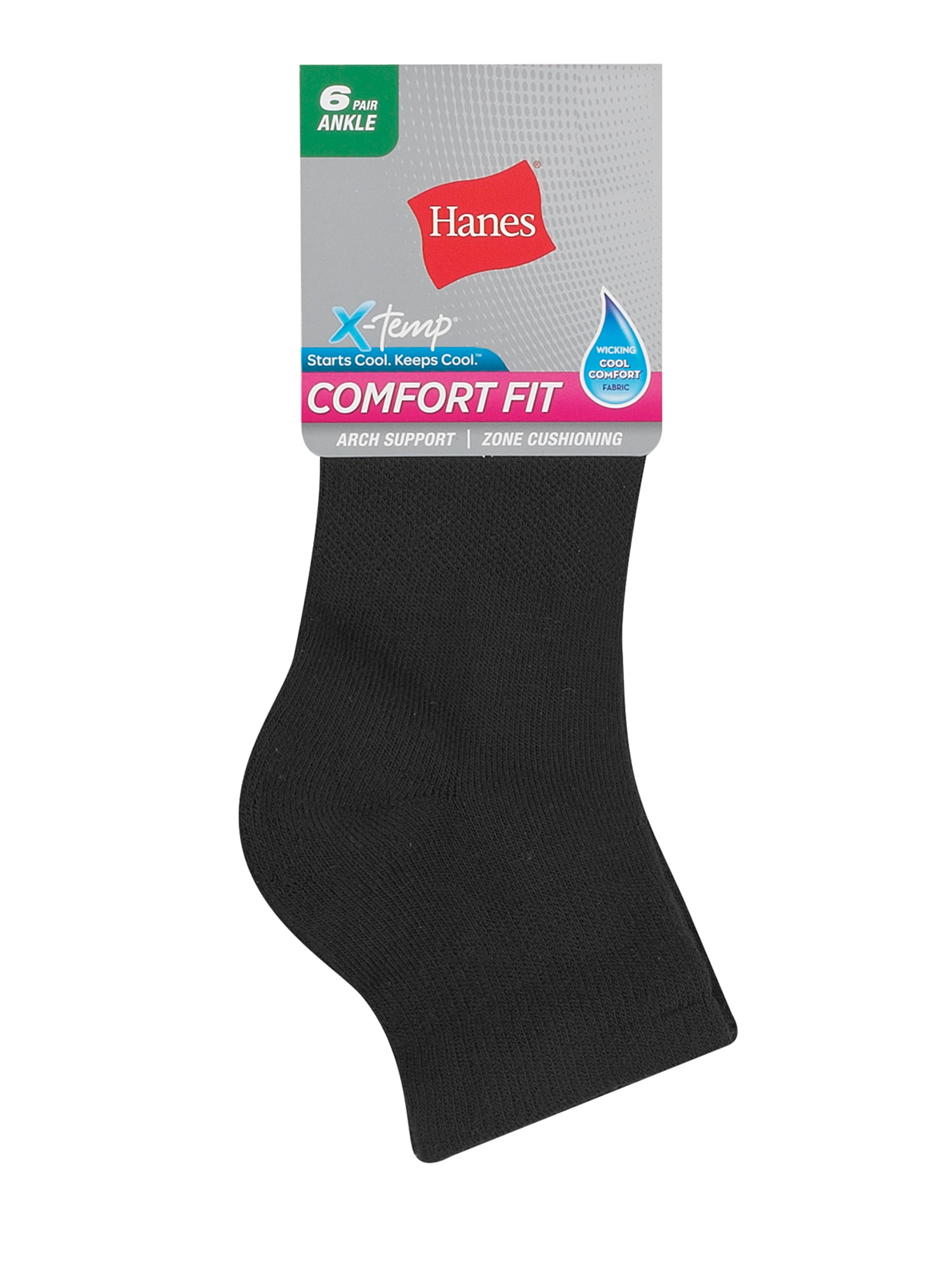 Hanes womens Hanes Womens 6-pack Sport Cool Comfort No Show Casual Sock 