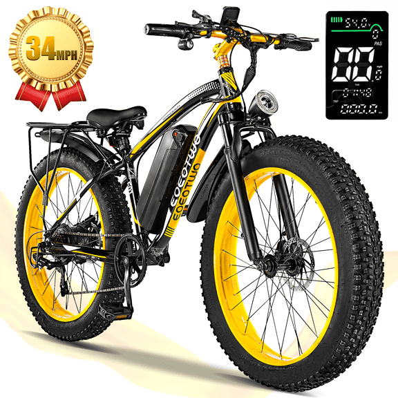 26" Fat Tire Electric Bike for Adults, 1500W Peak Motor, 34 MPH Speed, 60 Miles Range Mountain Ebike, 48V 15Ah Removable Battery, off-Road Ebike for Men & Women, 7 Speed