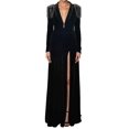 thumbnail image 1 of Vestido BELLA BARNETT de terciopelo negro de manga larga para mujer, 1 of 3