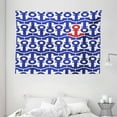 thumbnail image 1 of Nautical Tapestry, Stylized Marine Anchors Motif Ship Journey Sea Ocean Adventure Artsy Graphic, Wall Hanging for Bedroom Living Room Dorm Decor, 80W X 60L Inches, Navy Blue Red, by Ambesonne, 1 of 2