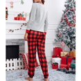 thumbnail image 4 of Conjunto de Pijamas navideños a cuadros para mujer, ropa de dormir con estampado de letras, Top de manga corta y pantalones para el hogar, 4 of 4