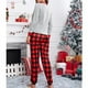 thumbnail image 4 of Conjunto de Pijamas navideños a cuadros para mujer, ropa de dormir con estampado de letras, Top de manga corta y pantalones para el hogar, 4 of 4