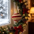 thumbnail image 5 of Striped Christmas Ball Ornament, 3.4x3.1x3.1in Foam Hanging Decor, Elegant Red Gold Glossy Finish, for Christmas Tree Holiday Display, 5 of 5