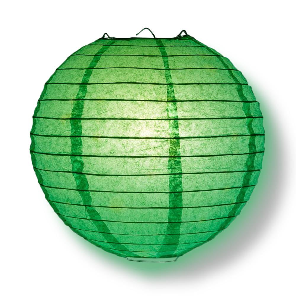 Quasimoon PaperLanternStore Decorative Paper Lantern - (Single, 16-Inch, Emerald Green, Even Ribbing) Round Paper Lantern - Ideal Wedding and Party Decor or Home Accent, Lighting Optional