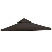 Lovote Double Tier 10FTx10FT Replacement Canopy Top Patio Pavilion Gazebo Tent Sunshade Cover Anti-UV Roof Sunshade 300D Coffee