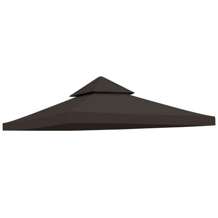 Lovote Double Tier 10FTx10FT Replacement Canopy Top Patio Pavilion Gazebo Tent Sunshade Cover Anti-UV Roof Sunshade 300D Coffee