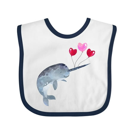 

Inktastic Valentine s Day Narwhal with Heart Balloons Boys or Girls Baby Bib