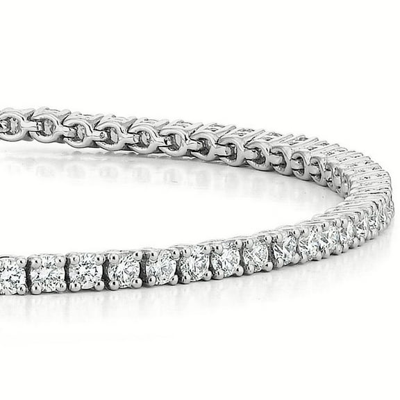Delicate 3mm Round Cut Moissanite Tennis Bracelet – 7" – 14K White Gold Plated Sterling Silver – Dainty & Elegant Jewelry Gift for Women