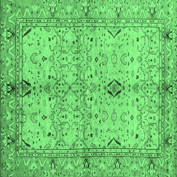 Ahgly Company Indoor Square Oriental Emerald Green Traditional Area Rugs, 4' Square