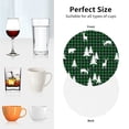 thumbnail image 6 of Fuzoiu Christmas tree green plaid Print Leather Coasters Set,Drink Coasters Set of 4,for Tabletop Protection, Durable PVC Coasters,Home Décor and Housewarming Gift-Round Shape, 6 of 6