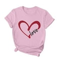 thumbnail image 4 of Women Valentine's Day Shirts Short Sleeve Letter Heart Graphic T-Shirts Casual Pullover Tunic Tops (3XL, D Pink), 4 of 5